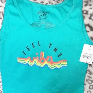 Teal graphic tank top